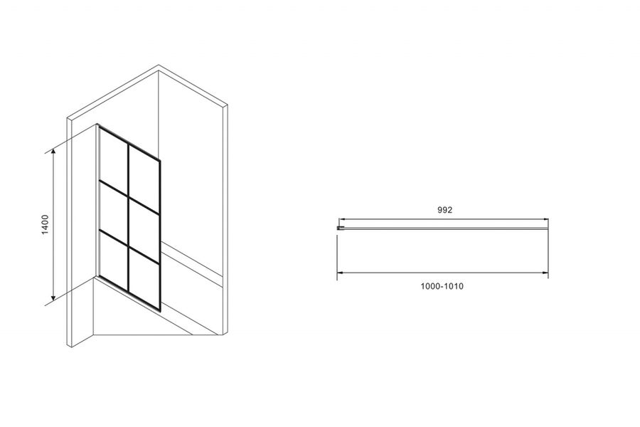 Шторка на ванну ABBER Immer Offen 100х140 профиль черный  AG72100B - 2
