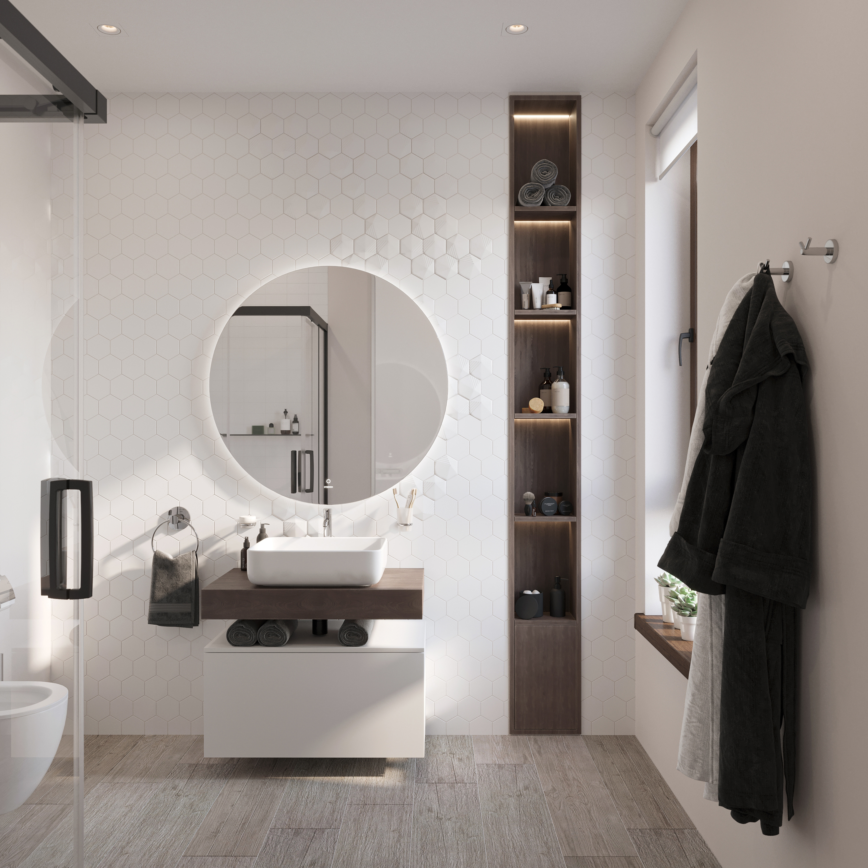 Столешница STWORKI Ольборг 80 дуб карпентер, без отверстий, с тумбой 80, с раковиной STWORKI Soul 1 белой 489287 - 1