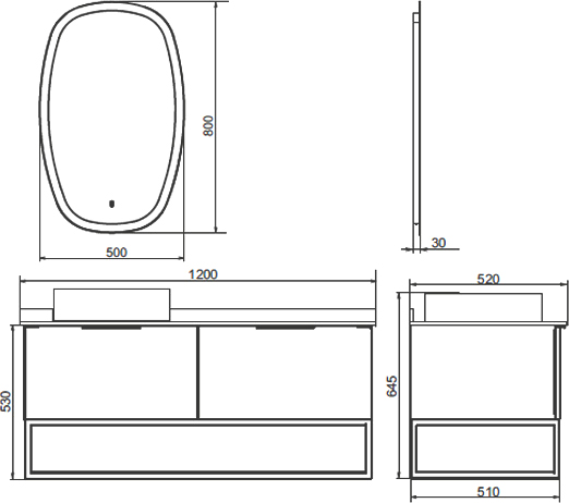 Тумба с раковиной Comforty Порто 120, подвесная, дуб тёмно-коричневый 00-00001287 - 12