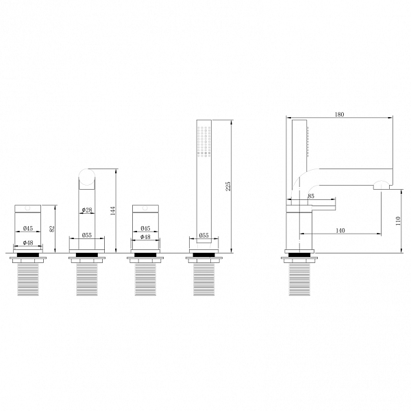 Смеситель на борт ванны ABBER Emotion черный матовый  AF8813B - 2