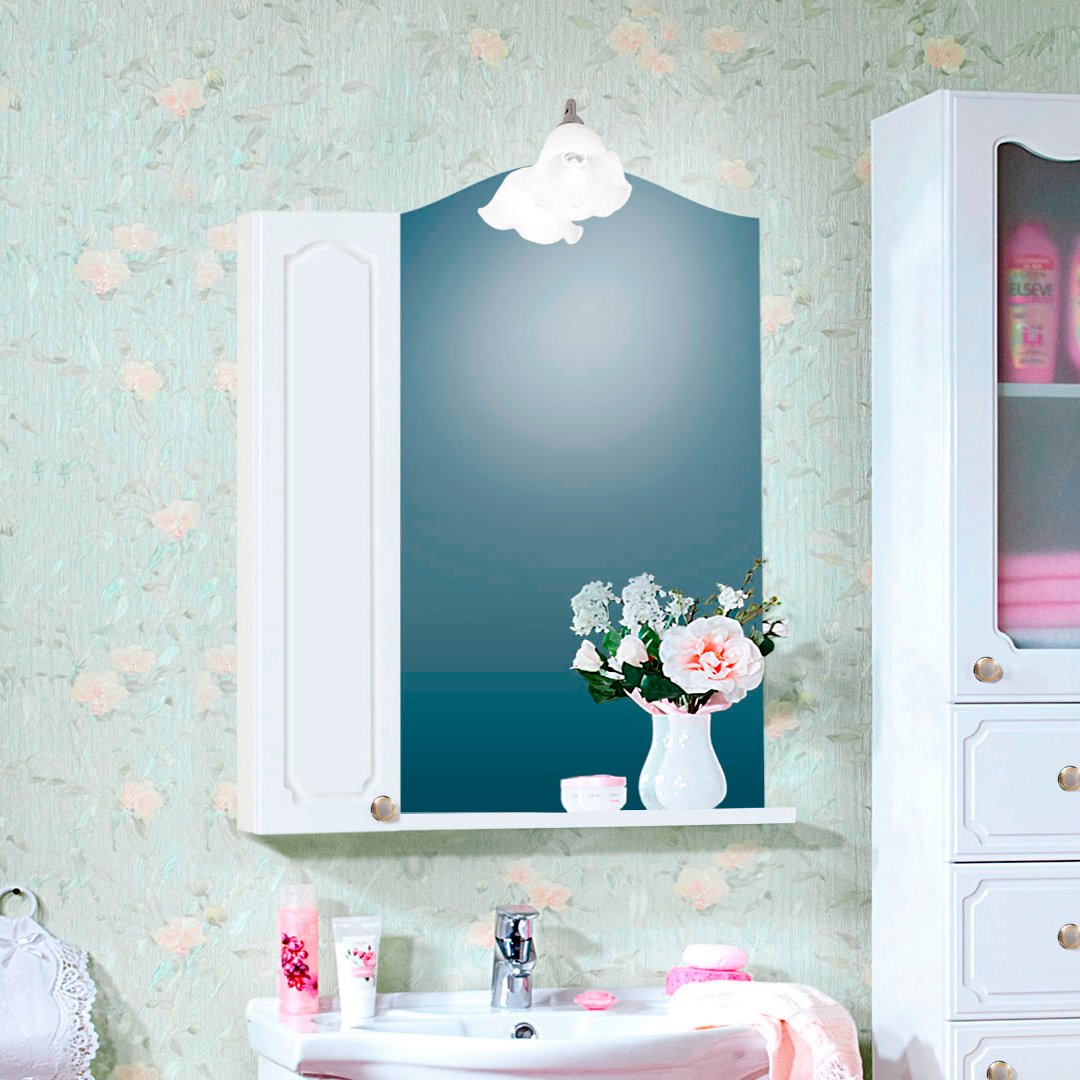 Зеркало-шкаф Бриклаер Лючия 78 белый глянцевый - 0