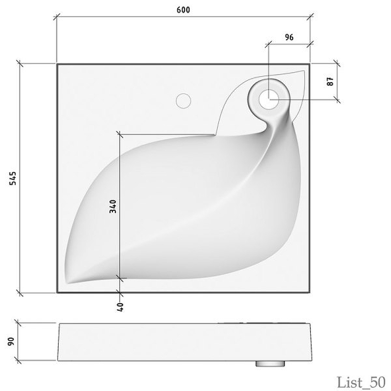 Раковина Stella Polar List 60х55 на стиральную машину белый 4627173210546 - 3