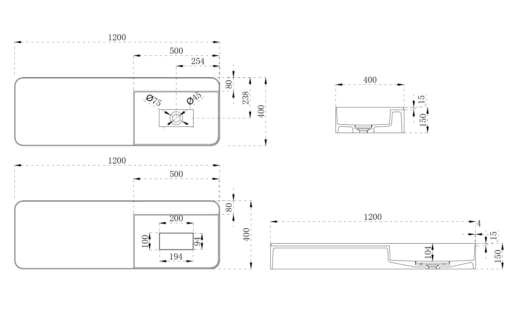 Раковина подвесная ABBER Stein AS2627-1.2 белая матовая - 4