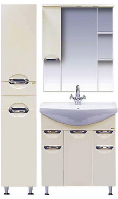 Тумба с раковиной Misty Орхидея 75 бежевая глянцевая СО000006688 - 1