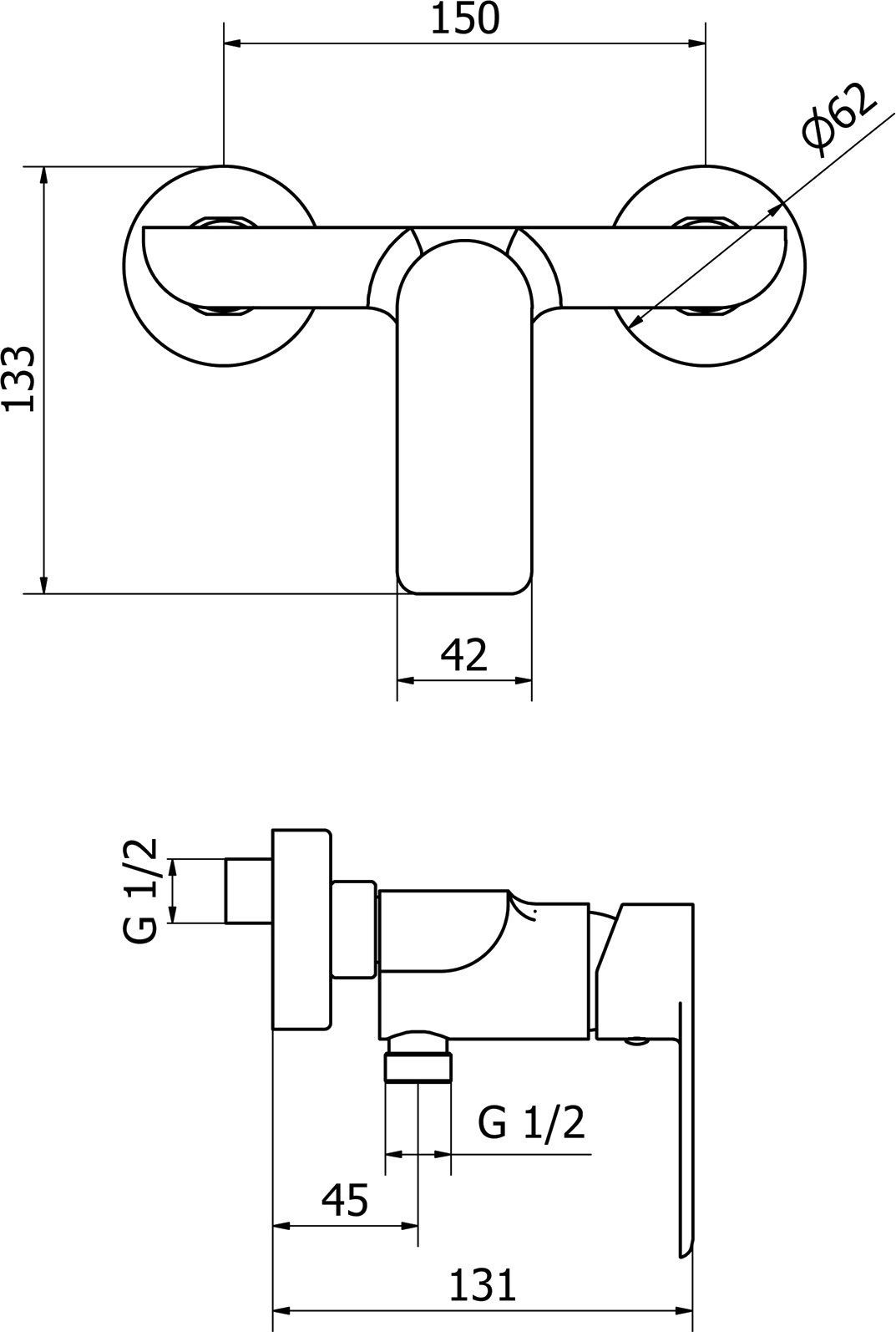 Смеситель Cezares Furore FURORE-DM-01-Cr для душа - 1