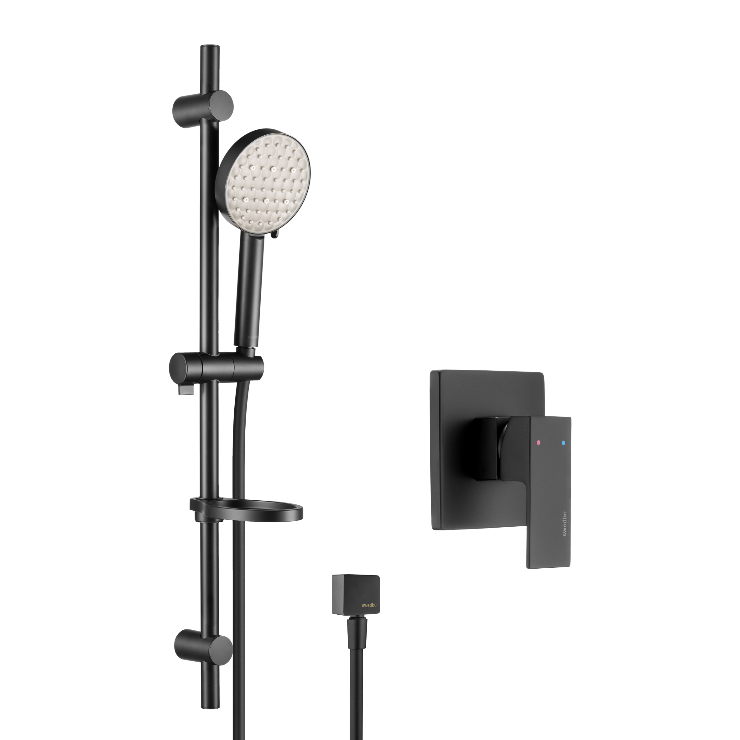 Swedbe Platta Душевой комплект со встроенным смесителем с монтажным боксом, цвет: черный 5552B - 6
