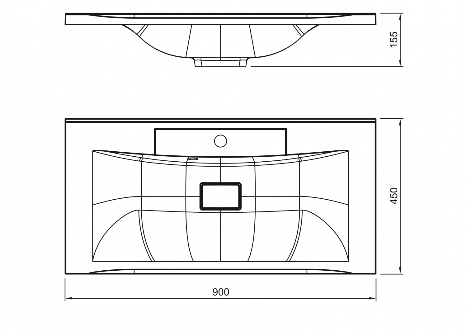 AM-LAV-900-MR-FP-Nero Раковина из искуственного мрамора - 1