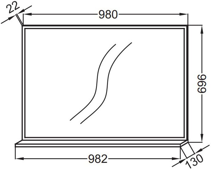 EB1598-E52 зеркало с полочкой VIVIENNE /100/ (дуб табак) - 1