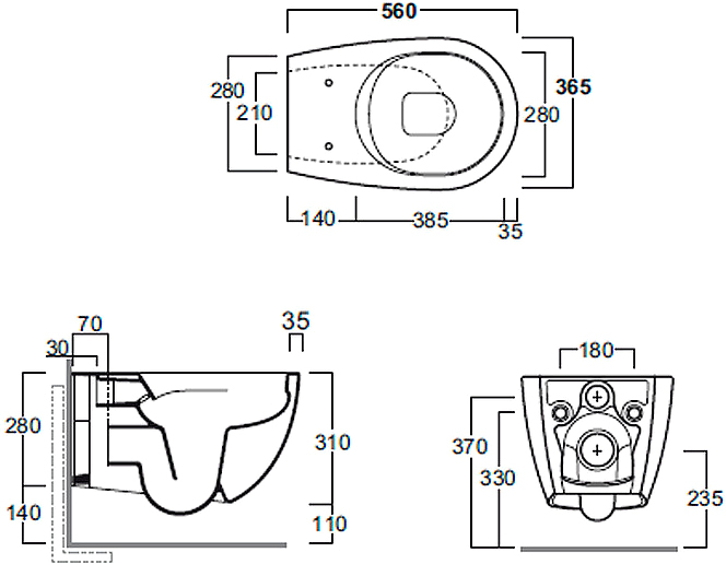 Чаша для подвесного унитаза Simas Vignoni черный матовый, без сиденья  VI18 nero - 1