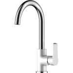 Смеситель для кухонной мойки Rossinka  белый, хром (W35-24)