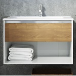 Тумба под раковину Sanvit Контур 70 белый глянец - светлое дерево