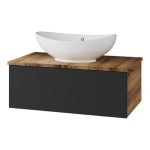 Тумба под раковину Misty Ива 80 темное дерево - черный