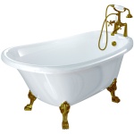 Ванна из искусственного камня Фэма Салерно 2 белая, ножки бронза