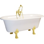 Ванна из искусственного камня Фэма Феррара 2 белая, ножки золото ФЕРРАРА-GOLD