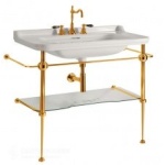 Kerasan Waldorf Металлическая структура для раковины 100см, со стеклянной полочкой, цвет золото  (из 2-х коробок: арт. 919691+920291 и 919901)