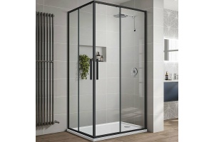 Душевой уголок Vincea Slim-U 100х80 черный стекло прозрачное