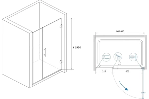 Душевая дверь RGW Hotel HO-012 90х195 профиль хром стекло прозрачное - 3