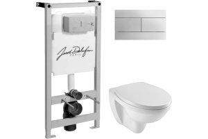 Комплект Система инсталляции для унитазов Jacob Delafon E5504-NF + Чаша для унитаза подвесного Jacob Delafon Patio EDV102-00 + Кнопка смыва Jacob Delafon