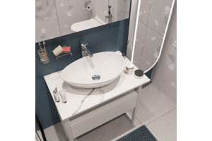 Мебель для ванной DIWO Элиста 80 столешница белый мрамор, раковина Moduo 55 Leaf - 3