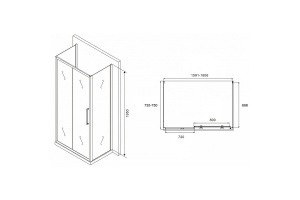Душевой уголок Abber Schwarzer Diamant 160х75 хром стекло матовое - 2