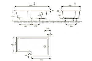 Акриловая ванна Jacob Delafon  160x90 см (E6D000R-00) - 2