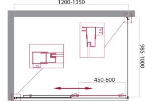 Душевой уголок BelBagno Unique 135х100 профиль хром стекло матовое - 2