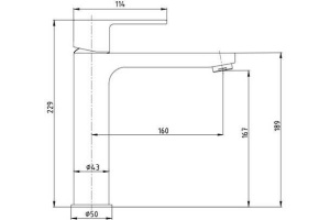 102188041EX Nita смеситель для раковины 167 без донного клапана - 2