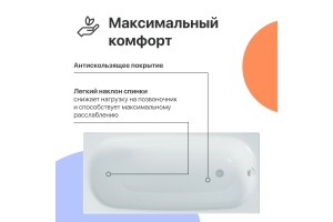 Акриловая ванна DIWO Кострома 170x70 прямоугольная, белая, российская, пристенная с каркасом - 2