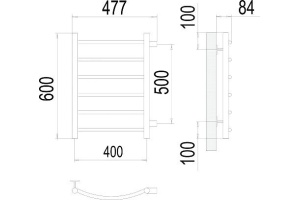 Водяной полотенцесушитель Terminus Классик П6 400x600 Хром боковое подключение - 3