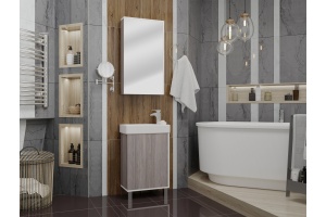 Комплект мебели Aquaton Эмма 46 белый-светлое дерево