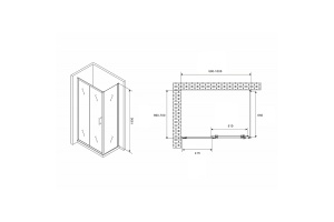 Душевой уголок Abber Schwarzer Diamant 100х70 черный стекло прозрачное - 2