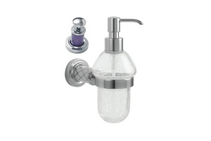 Дозатор для жидкого мыла настенный Boheme Royal Cristal хром с фиолетовым