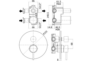 Смеситель Paffoni Light LIG018NO С ВНУТРЕННЕЙ ЧАСТЬЮ, для ванны с душем - 2