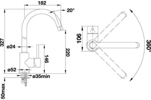 Смеситель для кухонной мойки Blanco Mida серый, хром (524210) - 2