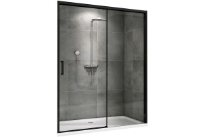 Душевая дверь Abber Komfort 120х200 профиль черный стекло прозрачное