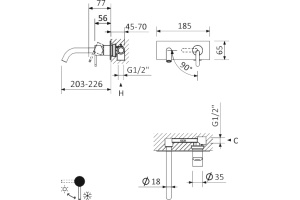 Смеситель Cezares Leaf BLI1-01-W0 С ВНУТРЕННЕЙ ЧАСТЬЮ, для раковины - 2