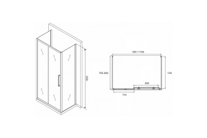 Душевой уголок Abber Schwarzer Diamant 170х80 хром стекло матовое - 2