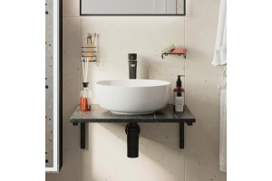 Столешница с раковиной DIWO Элиста 60 чёрный мрамор, с раковиной Moduo 40 RING