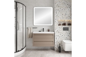 PLATINO База под раковину подвесная с двумя выкатными ящиками, Капучино матовый AM-Platino-900-2C-SO-CM