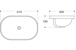 Раковина керамическая полувстраиваемая AM-5006-C, цвет белый, 610х400х190 - 2