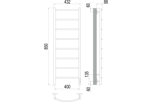 Электрический полотенцесушитель Terminus Классик П8 400x850 Хром - 3