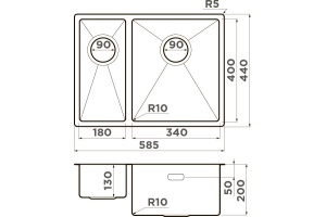 Мойка кухонная Omoikiri Taki 58-2-U/IF R - 2
