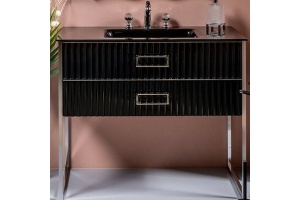 Тумба под раковину моноблок Boheme Armadi Art Monaco 80 черный глянец - хром