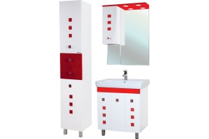 Тумба с раковиной Bellezza Натали 70 белая с красным - 3