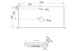 Столешница BelBagno 100х46 черный матовый мрамор (KEP-100-MNO) - 3