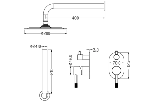 Душевой комплект Boheme Uno черный, золото (464-BG) - 2