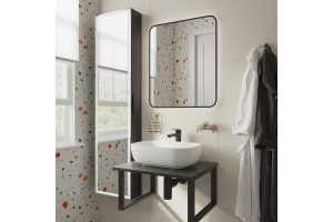 Столешница с раковиной DIWO Элиста 60 чёрный мрамор, с раковиной Moduo 50 Square - 3