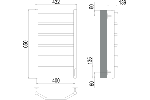 Электрический полотенцесушитель Terminus Виктория П6 400x650 Хром - 3