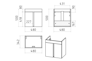 Тумба с раковиной Misty Торос 50 серая матовая - 3
