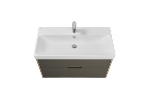 Тумба с раковиной Aquaton Оливия 90 светлое дерево-серый - 2